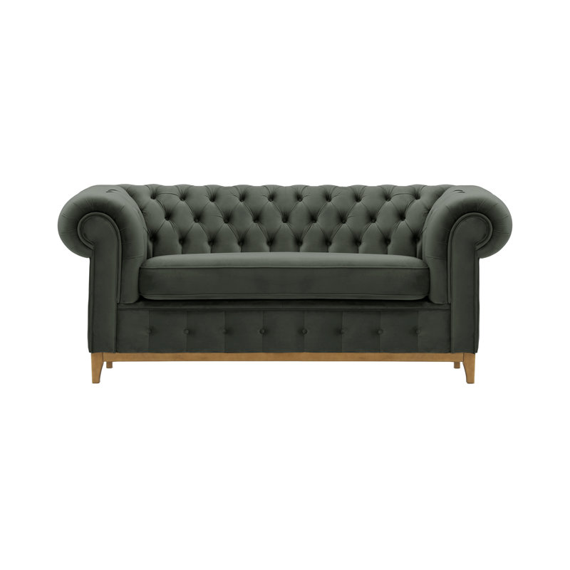 Fryar Velvet Sofa, 2, Graphite, Oak