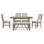 Ensemble de salle à manger rétro, table rectangulaire avec base à tréteaux conçue et chaises et banc rembourrés-1504972009