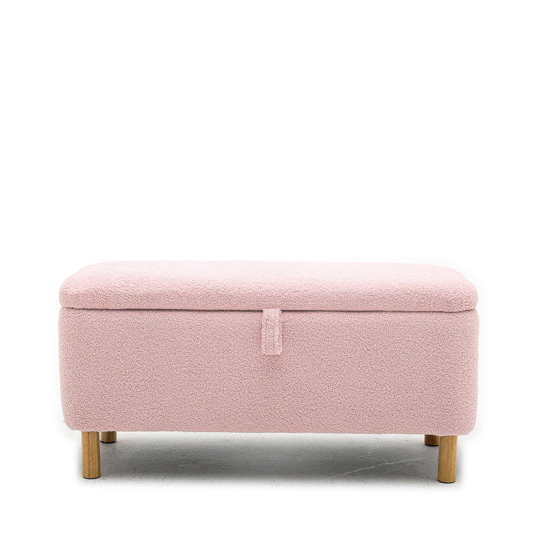 Sidings Boucle Upholstered Storage Bench, Pink