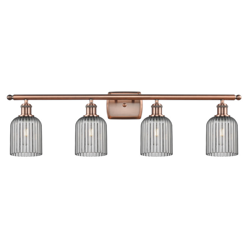 Fiennes 4 - Light Dimmable Vanity Light, Antique Copper, Smoke Gray