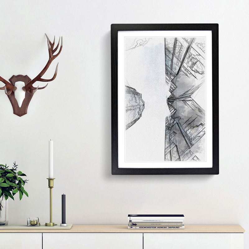 Sketching the Architecture Vol.70 - Picture Frame Drawing Print, Black Framed, 48cm H x 36cm W x 2cm D