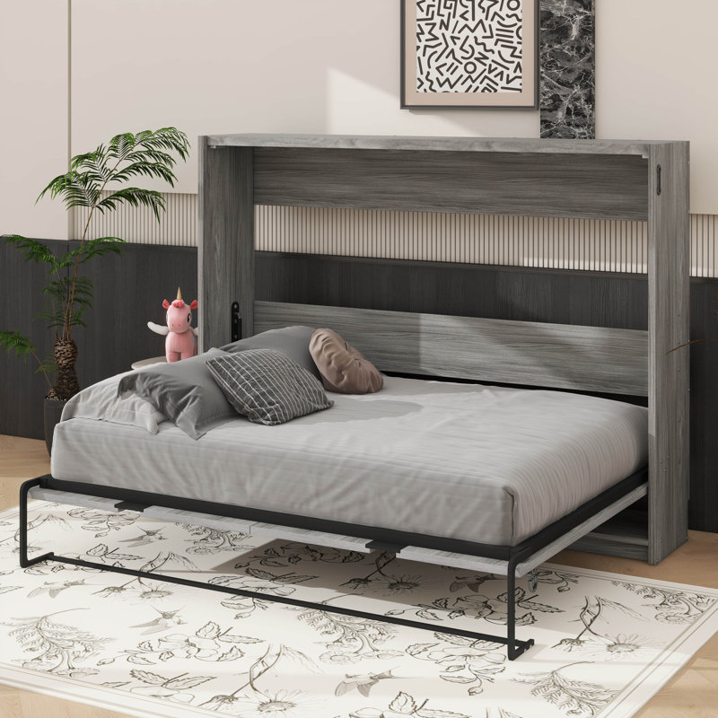 Lit escamotable horizontal dans un style campagnard rustique, Double