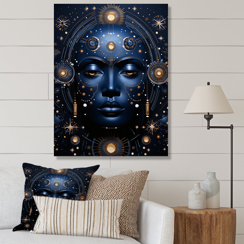 Holdin Native Art Blue Celestial Guardians III - impression, H 32 po x l 16 po x P 1 po, Toile tendue