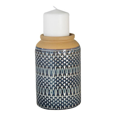  Sierra Blue Ceramic Candle Holder Set of 2, 10.8" H