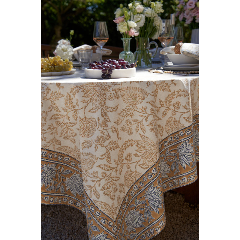 Chloe Handmade Floral Tablecloth, 142" L x 71" W