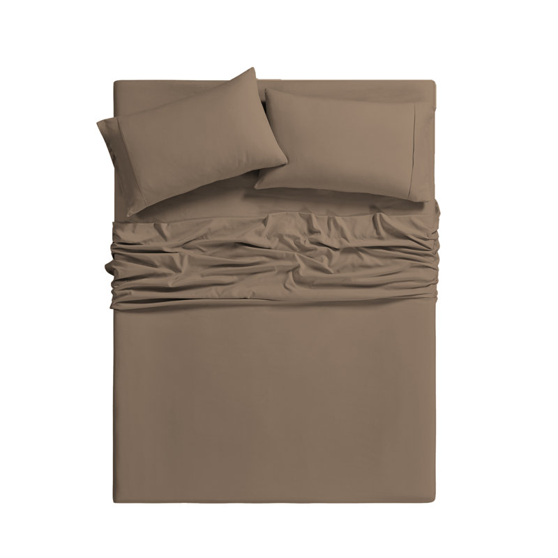 Bibb Home Bamboo 1800 Thread Count Deep Pocket Sheet Set, California King Sheet Set with 4 Pillowcases, Chocolate