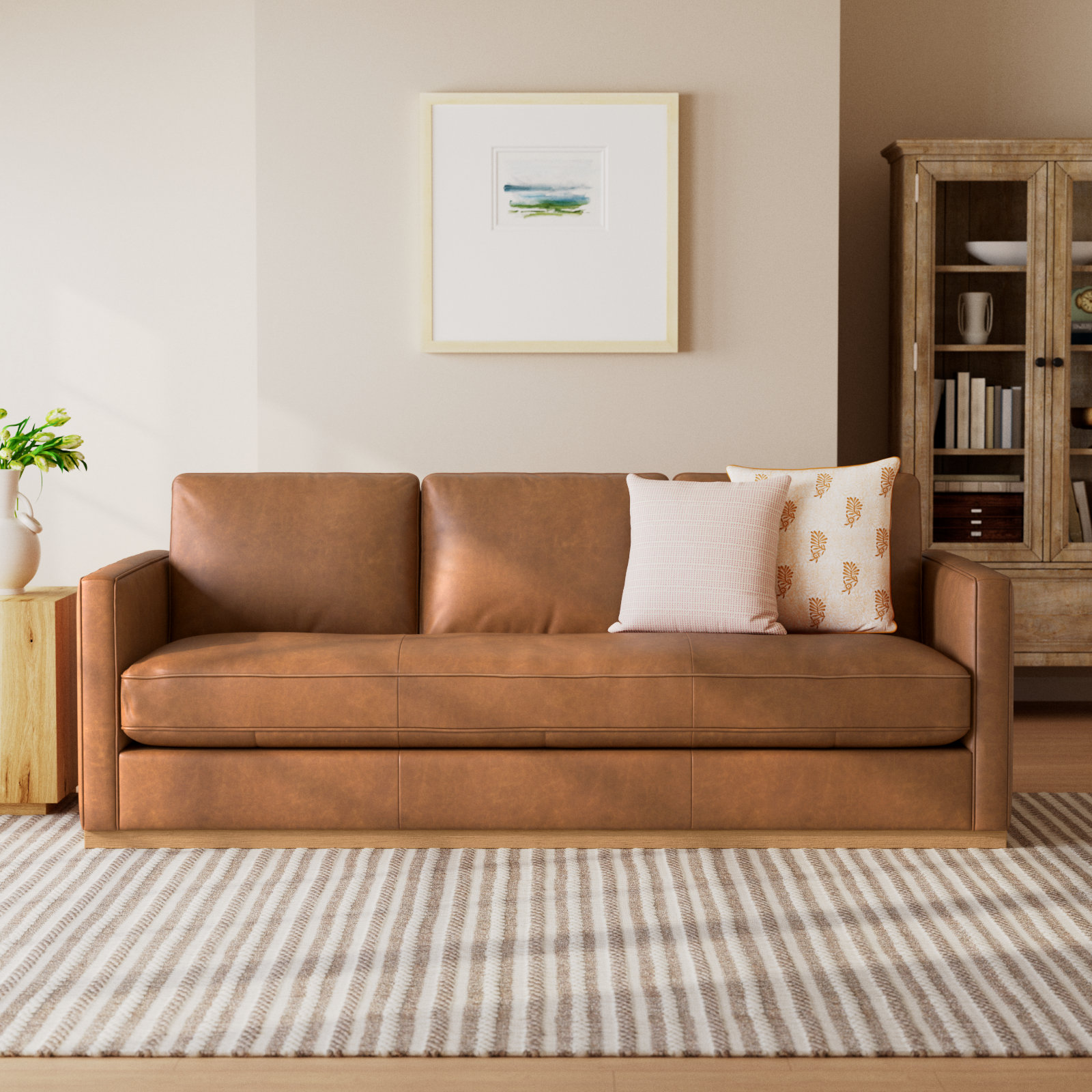  Bobbi 87'' Genuine Leather Upholstered Sofa