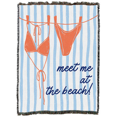Pure Country Weavers Meet Me At The Beach - Couverture en tapisserie tissée en coton - Fabriquée aux États-Unis (60 x 80)