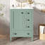 Meuble-lavabo de 24 pouces vert clair avec lavabo en céramique intégré, tablette à double couche, tiroirs à fermeture en douceur et porte d'armoire à fermeture en douceur