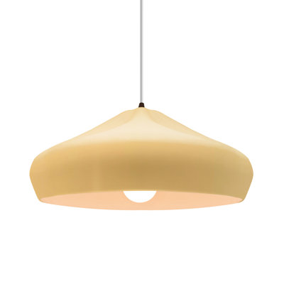 Radiance - Crease 1-Light Pendant - Muted Yellow - Dark Bronze - 15.25"W x 6.5"H - Replaceable Bulb - White Cord