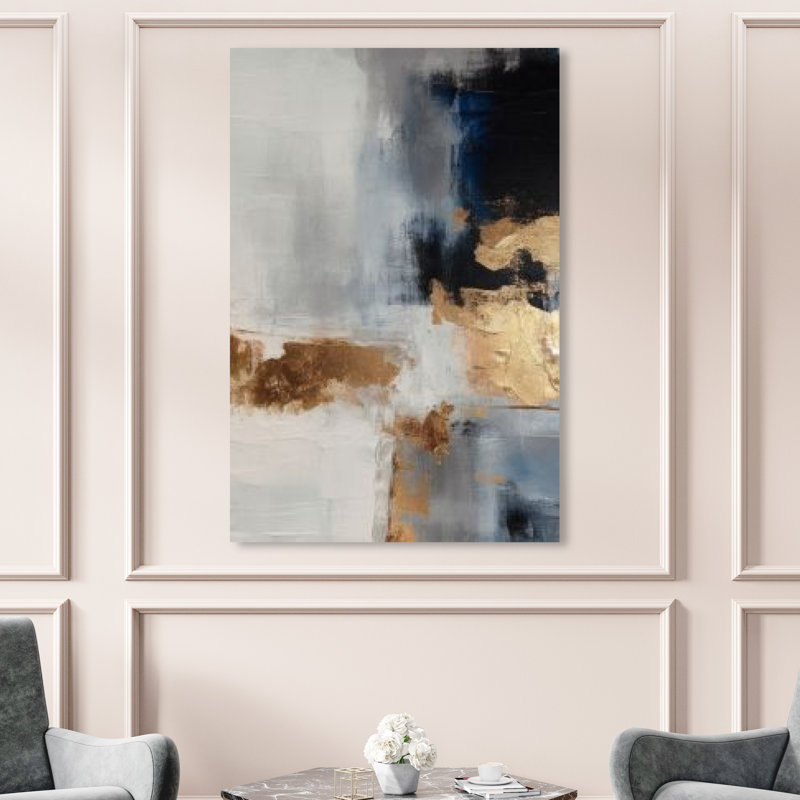 Filingeri brume et or sur toile, H 54 po x l 36 po x P 1,5 po