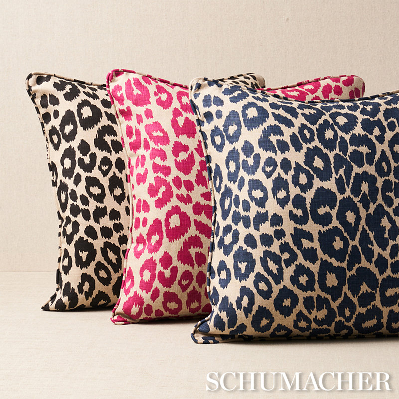Iconic Leopard Pillow, 18" x 18", Ink/Natural