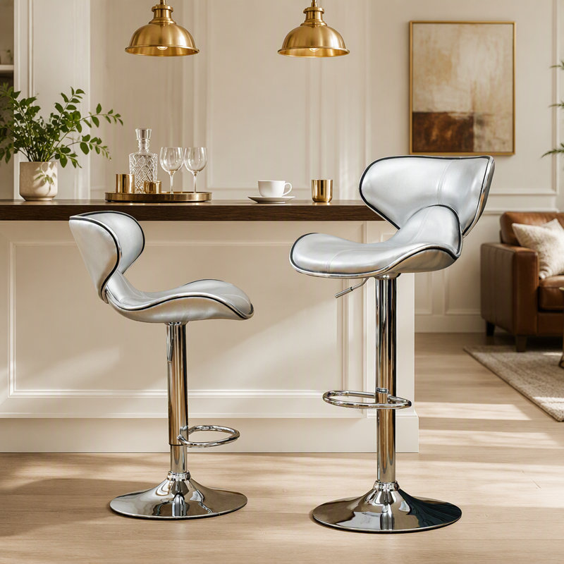 Ensemble de 2 tabourets pivotants réglables Masaccio avec base chromée Airlift