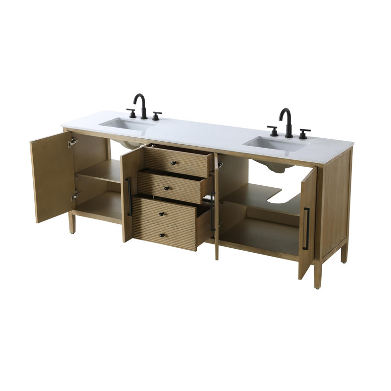 Meuble-lavabo double 84 po, Lin chêne