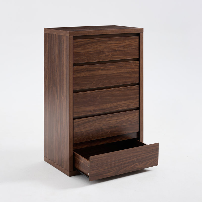 76cm W 5 - Drawer Chest of Drawers, Mahogany Brown