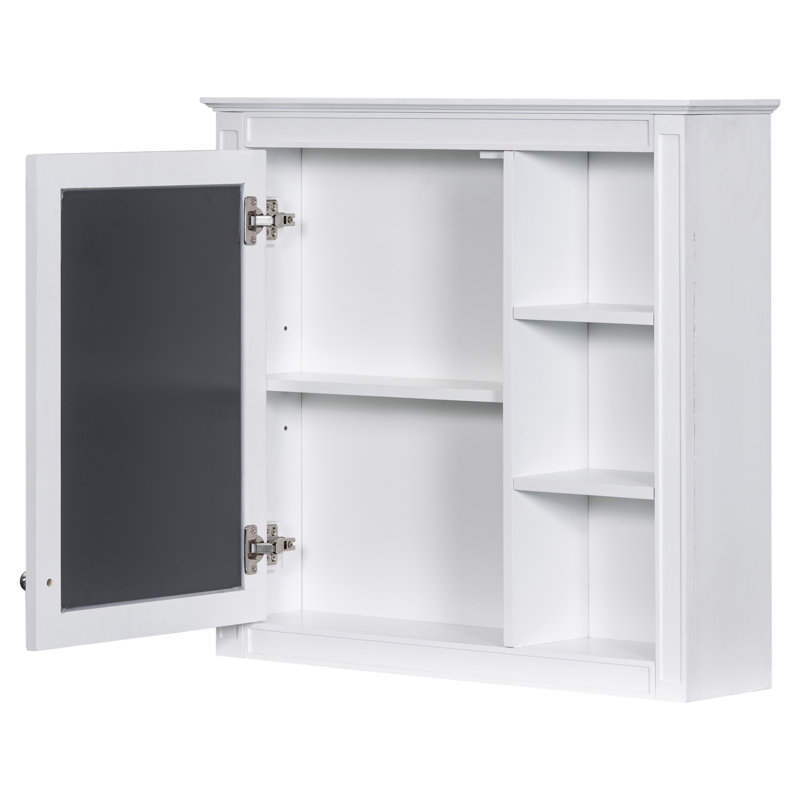 Armoire de salle de bain murale avec miroir, Blanc
