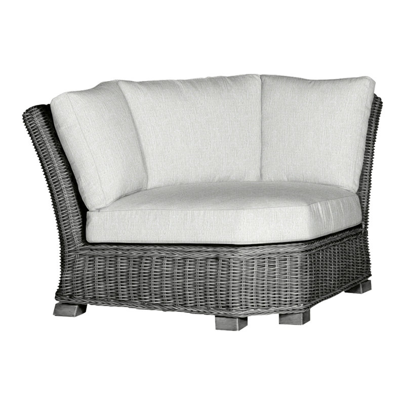 Rustic Woven Sectional Corner, Slate Gray, No Welt, Rollo Cream InsideOut® Linen