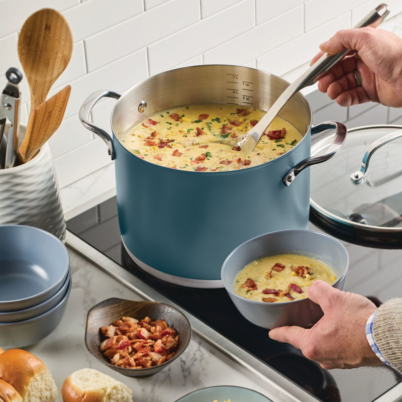 Kitchenaid Color-Finished Stainless Steel 3-Ply Base Stockpot With Lid, 8-Quart, Agave