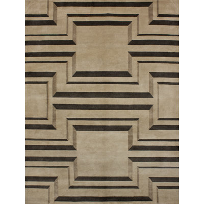 Geometric Area Rug in Black/Sand