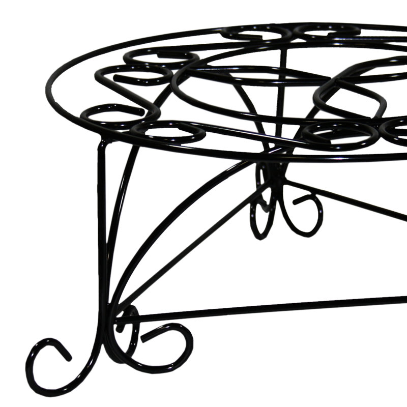 Support pour plante en mosaïque en métal H 6,34 ", plateau 14,4 - Transformez votre support de style maison en noir et or, décoration élégante