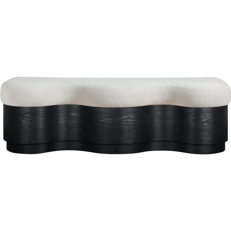 Savoy Mariaclara Velour Fur Fabric Bench, Cream Velour Fabric, Black