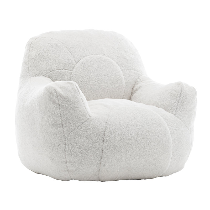 Bean Bag Chair With Filler, White Teddy