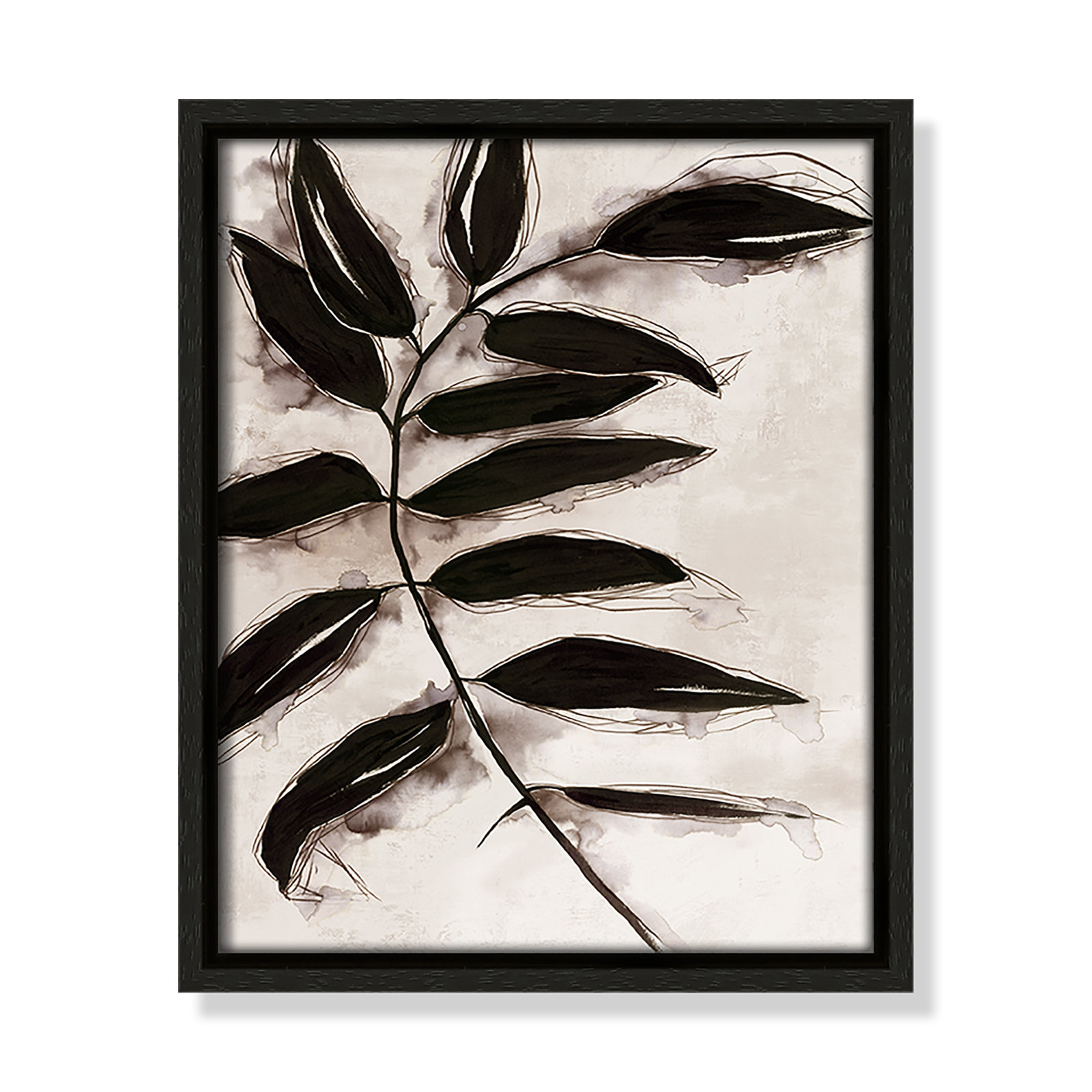 Leaves II by Eva Watts, 11.5" H x 9.5" W x 2" D, Espresso Framed