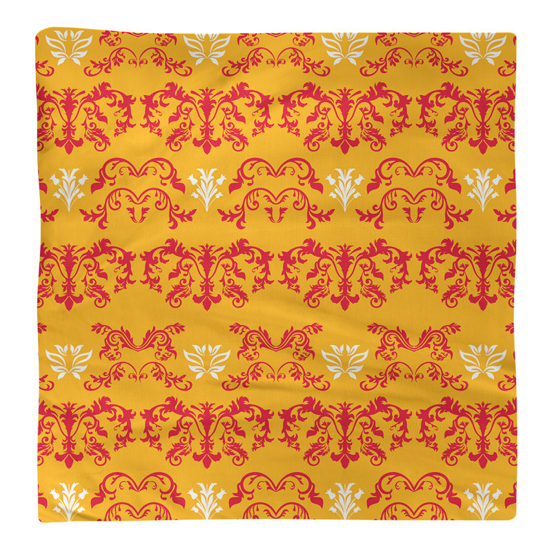 Damask Square Napkin, Red/Gold/White, Polyester, 22" W x 22" L