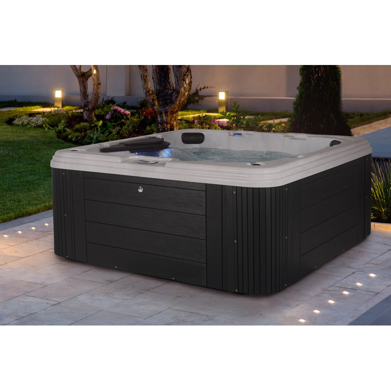 Narada Harmony 7-Person Square Gray and Silver Hot Tub