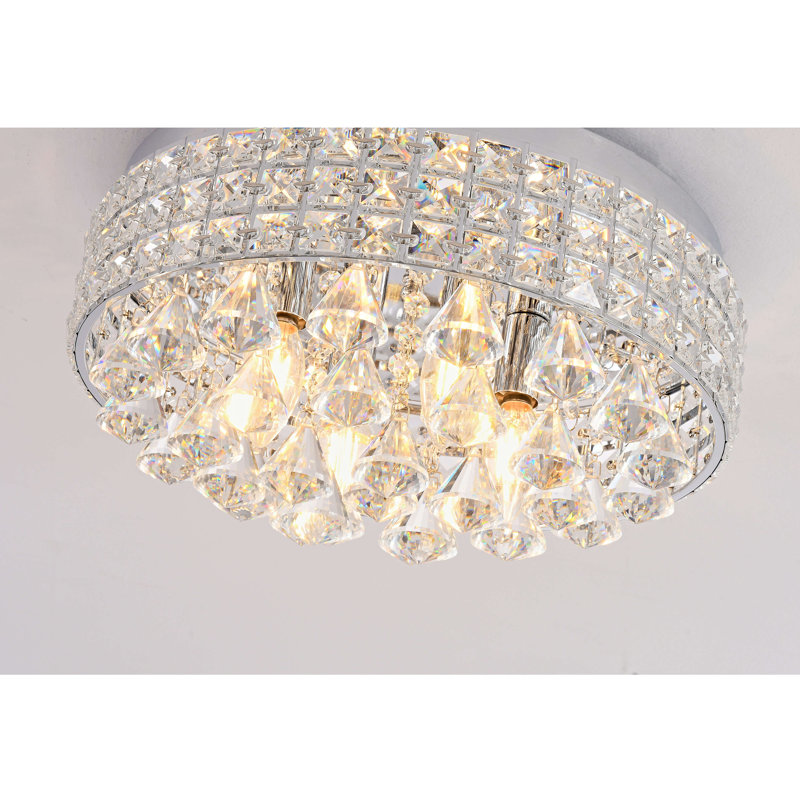 Lustre cylindrique de type plafonnier encastré de 16 po à quatre lumières Madilynn, Chrome