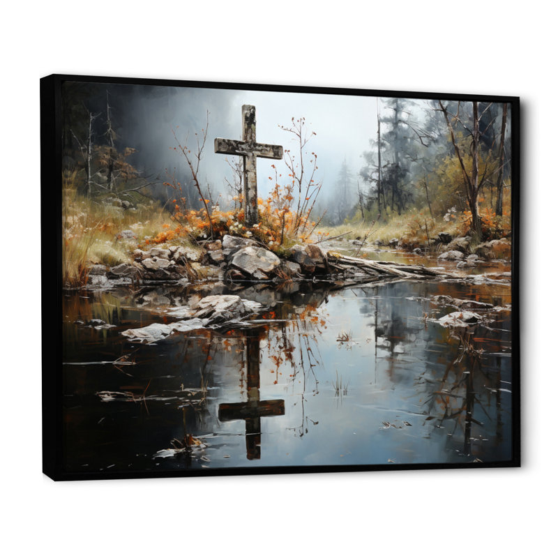 Art, toile, paysage, H 16 po x l 32 po x P 1 po, Cadre flottant noir