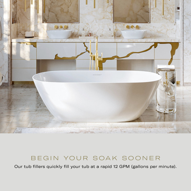 Tenerife™ Single Hole Floor Mount Tub Filler Trim, Antique Gold