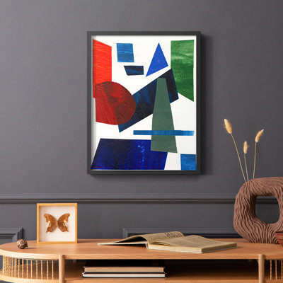 «Colorful Shapes III», reproduction encadrée - bois massif