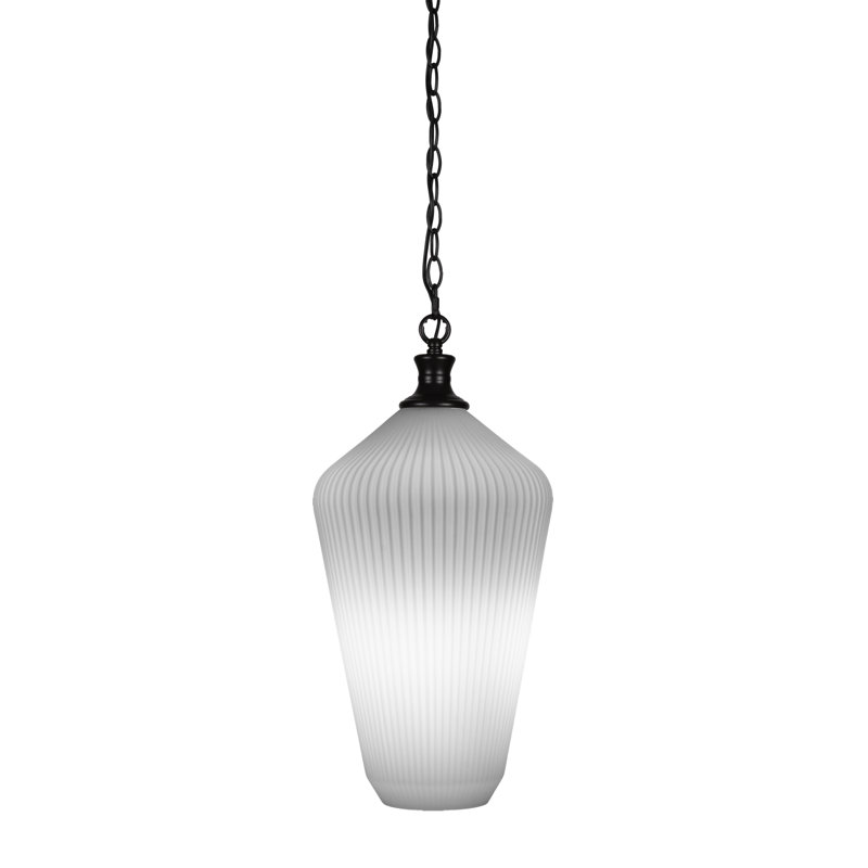 Carina Chain Hung Pendant With 11" Glass, Matte Black, Frosted