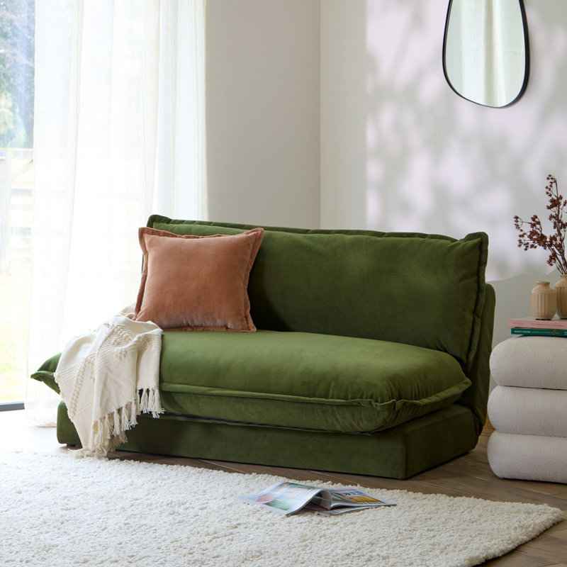 2 Seater Sofa Bed - Boucle, Green, Double