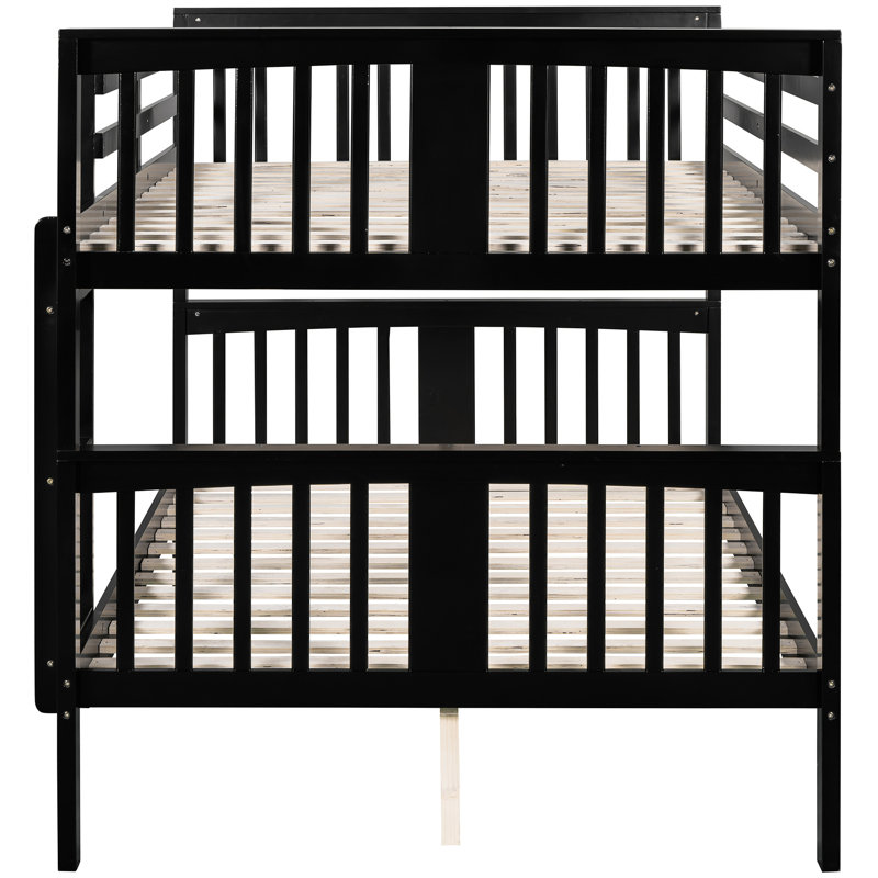 Lit double superposé au-dessus d'une chambre d'amis, fabrication de haute qualité, lit supérieur avec garde-corps, tête de lit inférieure, gain de place pour les invités supplémentaires en soirée pyjama, finition, structure en pin, tête de lit et, non