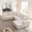 Canapé rembourré en velours Corduroy, canapé combiné en forme de U moderne et minimaliste, méridienne et rangement escamotable, canapé-siège souple - beige (assemblage requis)-1146320584