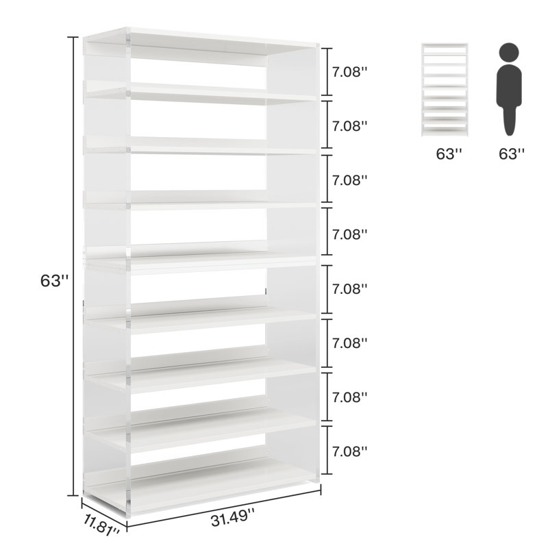 8-Tier Acrylic Shoe Rack (set of 2), White