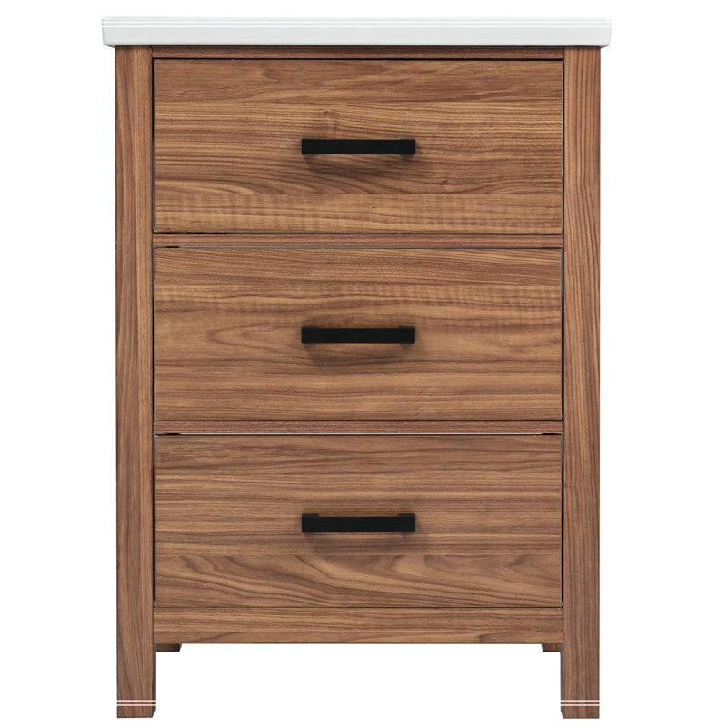 24'' Bathroom Vanity with Ceramic Basin Sink,Freestanding Bathroom Vanity Cabinet with Single Sink