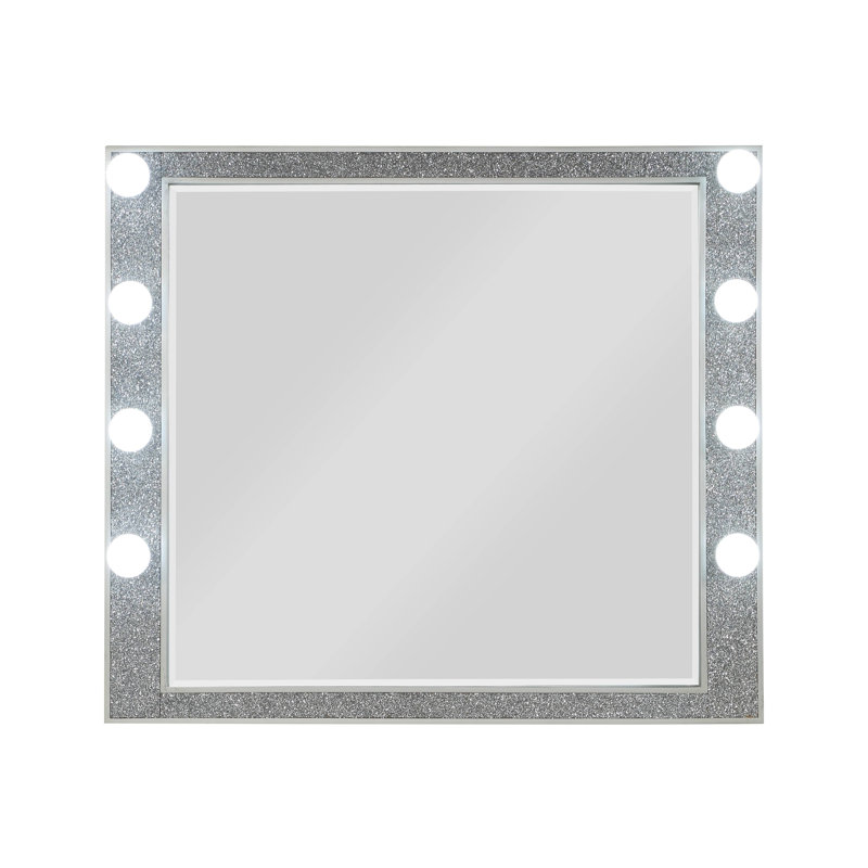 Miroir de maquillage Hollywood avec lumière en miroir et champagne