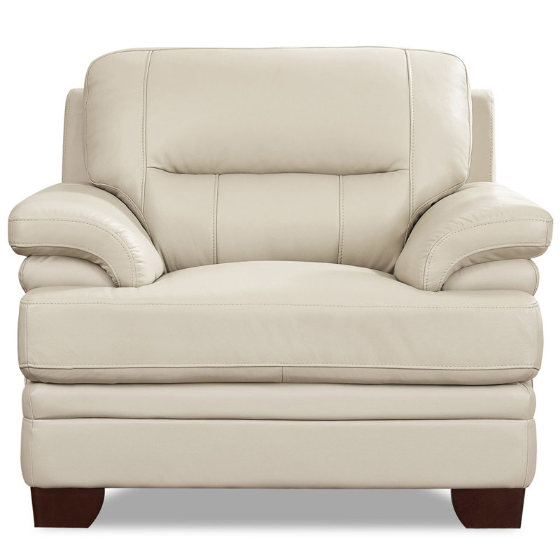 Fauteuil et demi Ridhay Humiston, Cuir véritable blanc