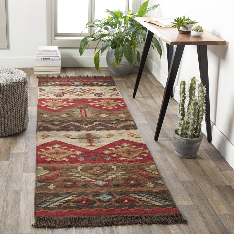 Provincetown Southwestern Flatweave Wool Multicolor Area Rug, Runner 2'6" x 8'