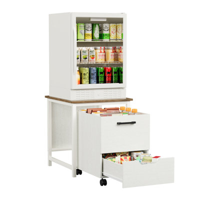 Mini support de réfrigérateur avec rangement, mini armoire de réfrigérateur avec roues verrouillables, support de réfrigérateur pour appartement, bureau, chambre à coucher,