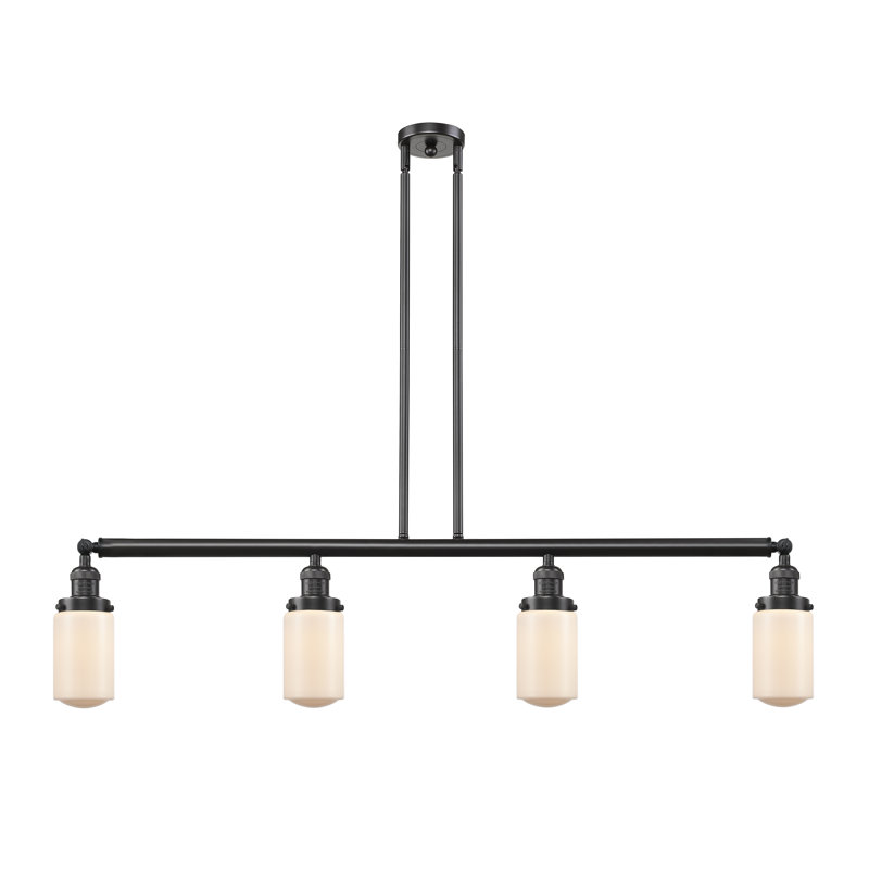 Luminaire suspendu linéaire pour îlot de cuisine 4 lumières Lemoine, DEL, Nickel poli, Blanc mat