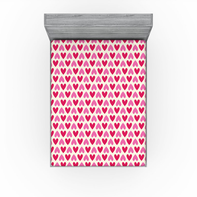 Drap-housse rose et blanc Ambesonne, Full Fitted Sheet