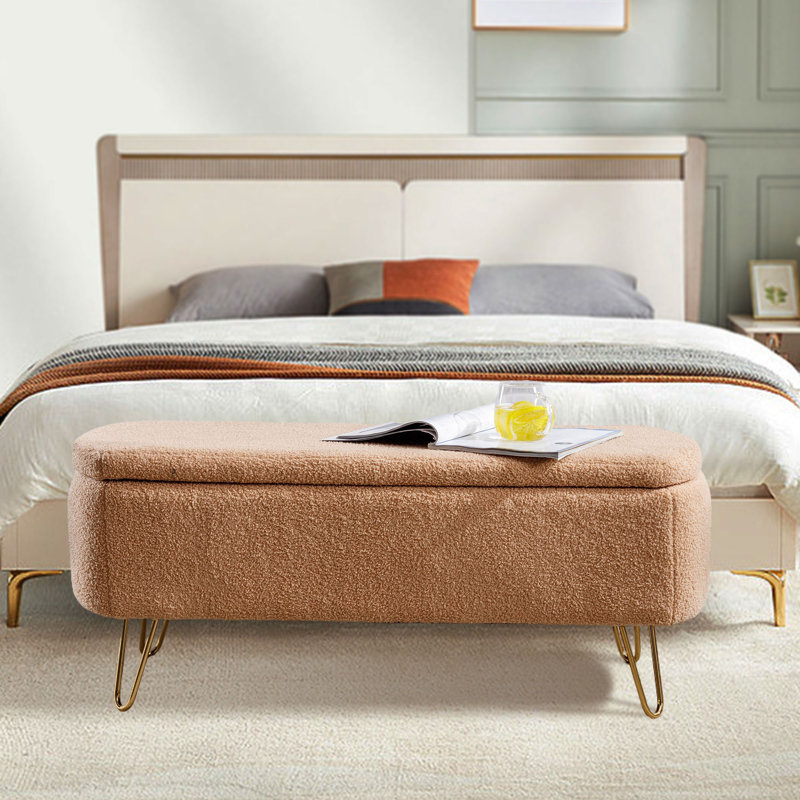 Lemmonds Storage Bench, Camel Fax Fur