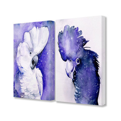 « space oiseaux mauve aquarelle animal » par jennifer paxton parker-2 pièces, ensemble de 2 reproductions d’art