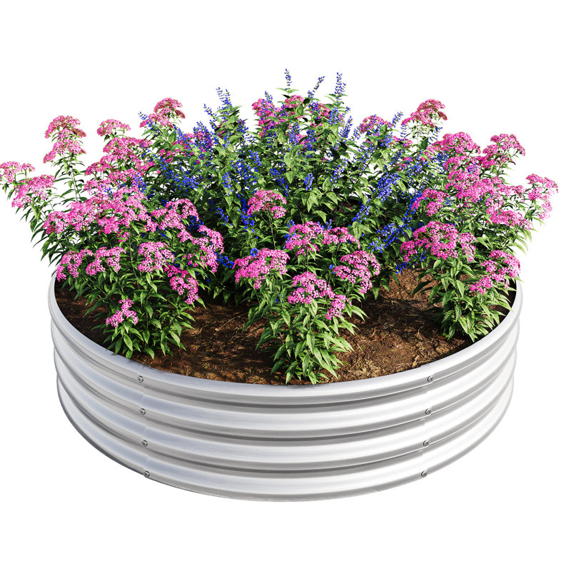 2Pcs W840116763 Galvanized Metal Raised Planter, 15.2 Lb, Double - Layer Corrosion, Suitable For Medium Rooting Flowers Open Bottom Water Drainage, Can Withstand Tough Weathers, Good Vegetable And