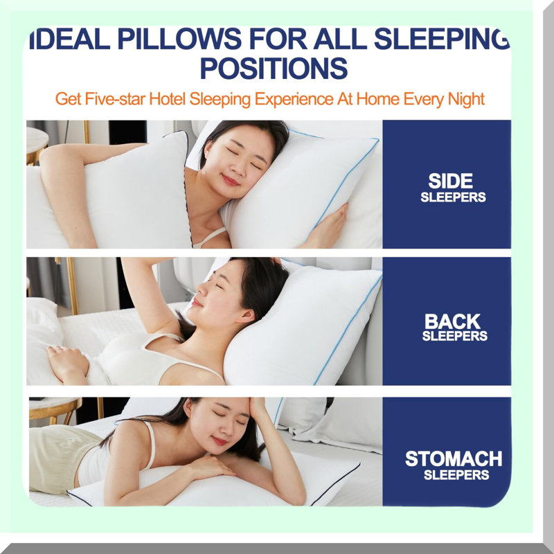 CoolDream PlushSleep Standard Pillow Set - 2 Pack Cooling Luxury Hotel Quality Pillows for Side, Back, Stomach Sleepers - Soft Down Alternative Fill