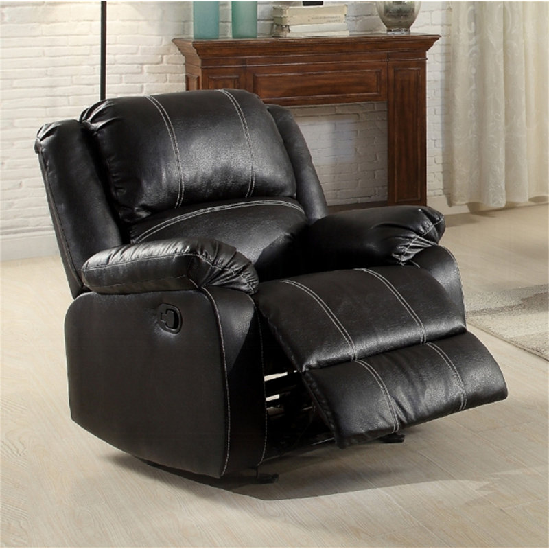 Fauteuil inclinable en cuir synthétique noir Zuriel, Noir